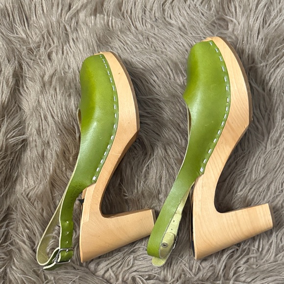 Swedish Hasbeens Olive Green Slingback Clogs size 8.5 - Picture 4 of 12